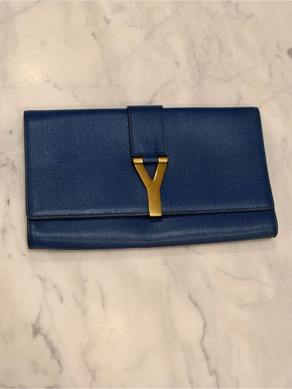 Yves Saint Laurent Blue Leather Clutch
